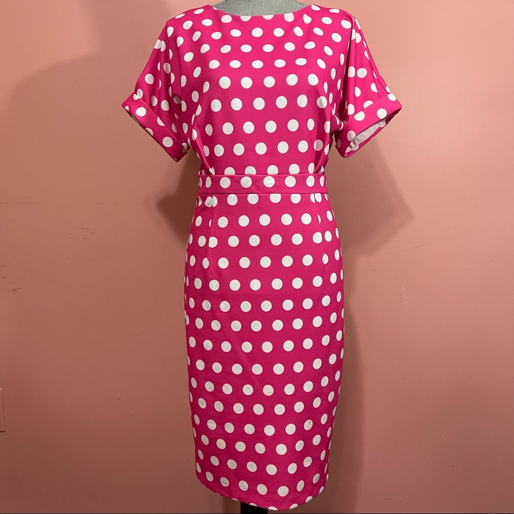 New York and Company hot pink polka dot dress